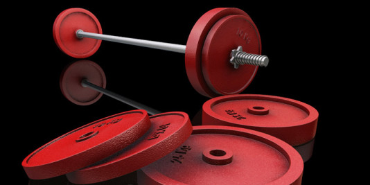 barbell and weights